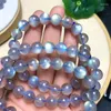 Link Bracelets Natural Grey Moonstone Bracelet Men Women Charm Flash Blue Light Bangles Genuine Jewelry Gifts 8/9/11MM