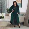 Sequins de vêtements ethniques Abaya Dubai Luxury High Class Class Green Dark Green Kaftan Party Dames Long Manches Muslim Girl D240419