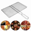 Non-stick Triple Fish Grilling Basket Metal Handle Bbq Bbq Fish Rack Fish Grill Grilling Barbecue Outdoor Tool Accessories