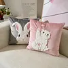 Tavşan dekoratif yastık kılıfı kanepe yatağı oturma odası için sevimli yumuşak yastık