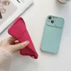 Mobiltelefonfodral Slide Camera Protection Candy Color Soft Silicone Telefonfodral Lämplig för iPhone 15 14 12 11 Pro XS Max X XR 7 8 15 Plus stötfångare omslag J240418