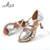 Chaussures de danse Ladingwu marque Pu Silver Women's Ballroom Latin Salsa Zapatos Baile Mujer Latino talon 6 / 7.5 / 8,3 cm