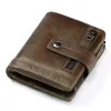 Carteiras de couro genuíno masculino carteira vintage trifold carteira bolsa de moeda masculina carteira pequena titulares de cartão curto walet portomonee