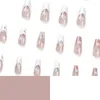 False Nails 24pcs/box Selling Wearable Nail Five-pointed Star French White Dot Diamond Polish Waterproof Long-lasting H