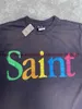 Men's T-Shirts Saint Michael Colorful Letter Printing T-Shirt Men Women T Top Vintage Washed T Shirt T240419