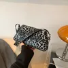 DrawString Pu Leather Chic Sling Purses Large Capacity Women Single Shoulder Bag Solid Color Leopard Print Fashion Handbag Y2K Travel Påsar