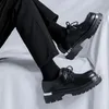 Повседневная платформа для обуви Человек Япония Хараджуку Корейская металлическая мода черная деловая свадебная кожаная обувь мужчина уличная одежда груз