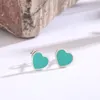 S925 Silver Love Heart Designer أقراط للنساء T العلامة التجارية الحلوة الوردي القلوب الأزرق السهم للأزياء الفتيات الأم Brincos Aretes Elring Elings Rings Jewelry