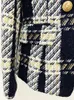 Top -Qualität EST FW Designeranzug Set Womens Slim sitzende Plaid Tweed Woll Blazer Jacke Rock 240412