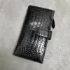 Wallets Authentic Crocodile Belly Skin Businessmen Large Bifold Wallet Clutch Purse Exotic Real Alligator Leather Male Long Card Holders