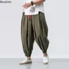 Herrenhosen Mode Harem chinesischer Stil Lose Baumwollwäsche Hosen Trend Streetwear Mann lässige japanische Kimono -Joggingpants