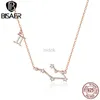 Pendant Necklaces BISAER 925 Sterling Silver Twelve Constellation Necklaces Star Sign Pendants Necklace Plated Rose Gold For Women Fine Jewelry 240419