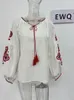 EWQ Sweet Style Women Pullover قمصان التطريز المرقور ضمادة Vneck فانوس فانوس ربيع الصيف بلوزة SN0452 240416