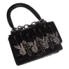 Kopplingar American Fashion Y2k Harajuku Ulzzang Crocodile Pattern Square Ladies Dark Messenger Bag Vintage Mini Punk Gothic Women Hand Bag