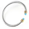 Titanium Steel Cable Bracelet Womens Elastic Fried Dough Twists Wire Rope C-shaped Stainless Open