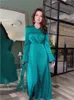 Roupas étnicas eid ramadã vestido muçulmano mulheres cetim manga dividida maxi jalabiya vestidos largos dubai vestidos de noite de noite verão