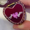 Clusterringen Yuzbt 18K Wit Gold PLATED 1 Uitstekende gesneden diamant voorbij roze hart Moissanite ring aankomst bruiloft sieraden