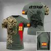 Herr t-shirts spanska flagga kamouflage t-shirt för män toppar 3d espana emblem camo tryckt t-shirt rund hals kort slves sport strt ts t240419