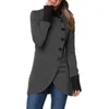 レディースジャケットソフト女性ジャケットスタイリッシュなスタンドカラー冬の冬のコート不規則な裾の温かい厚いパッチワークデザイン