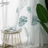 Curtain Curtain Embroidered Palm Leaves Tulle Window For Living Room Bedroom Plant Voile Sheer Curtains Kitchen Treatments Panel Drapes 23