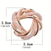 Brooches Elegant Women Girls Fashion Luxury Crystal Twist Round Silk Scarf Buckle Classic Exquisite Lady Clothing Coat Pins