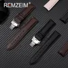 Litchi Grain Strap 18202224mm Watch Accessories Genuine Soft Leather Wristwatch Band With Butterfly Buckle 240419