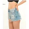 Women's Shorts Summer With Tassels 2024 Style High Waist Light Blue Denim Cool Fashion Female Streetwear Jeans Bottoms