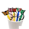 Drinking Sts Butterfly Pattern Soft Sile St Toppers Pvc Accessories Charms Reusable Splash Proof Dust Plug Decorative 8Mm In Tumbler Otxmu