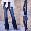 Frauen Jeans blau leicht ausgestellte Frauen hohe Taille Retro Stretch Jeanshose Y2K Streetwear Wäsche weibliche Freizeithosen