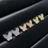 Women Top Grade VanCelfe Oryginalne projektanty kolczyki małe kolczyki motyla grube złoto wersja Naturalna agat nie zanika wszechstronna biżuteria z logo