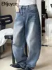 Jeans pour femmes apprécient les femmes vintage courbe large jambe y2k streetwear coréen lâche tous les pantalons en denim en coton pantalon cargo 2024 printemps