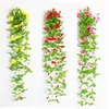 Dekorativa blommor Hög simulering Konstgjord siden Rose Flower Vine Hanging Vines Wall For Home Wedding Party Decoration Basket