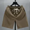 Shorts Shorts Belt Pattern Uomini Elastico in vita coulbo con tasche gamba larga di colore solido casual per streetwear