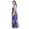 Casual Dresses Plus Size Women 6xl Beach Dress Summer O-Neck Chiffon Maxi Print