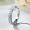 Wedding Rings S925 Silver Ring Three sided Full Diamond Ring European and American INS Fashion Personality Full Diamond Light Luxury 240419