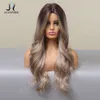 human curly wigs New medium length curly hair golden brown mixed color gradient wig female hair chemical fiber mechanism wig