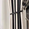 Gardin svart vit vertikal rand chenille jacquard lyxgardiner för vardagsrum sovrum modern enkel fönster blackout anpassad trasa