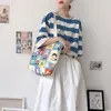 Bag Frauen Leinwand Cartoon Illustration weiblicher Baumwolltuch Schulter großer Kapazität Eco Handtasche täglich wiederverwendbare Einkaufstaschen
