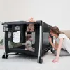 Babe 4 in 1 Portable Baby Crib Deluxe Nursery Center - Playard de voyage pliable avec berceau, table à langer et matelas pour les nouveau-nés, les nourrissons et les tout-petits (noir)