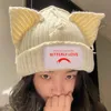 Ins cat ear neabled ware hat women fashion suped cap beanies зима теплые свиные уши шерстяные шерсти дизайн kpop personale bonnet 240419