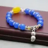 Charm Bracelets Bohemia Style Blue Chalcedony Crystal Bracelet Hand Chain For Women Girls Tibet Silvercolor Peanut Pendant Beads Natural