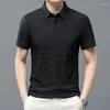남자 폴로 폴로 푸르 셔츠 얼음 실크 서머 락-우어 우동 짧은 슬리프 2024 통기성 비즈니스 패션 티셔츠 남성 브랜드 의류