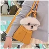 Dog Carrier Designer Purse Portable Leather Small Dog/Cat With Adjustable Collar Versatile Pet Tote For Subway/Shop/Hiking/Traveling Dhfif