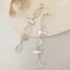 Dangle Küpeler Lüks Cazibe Clear Quartz Crystal Stone Düzensiz İnci Kolye Kadınlar Kızlar Mizaç Uzun saplama Küpe Toptan