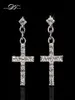 Elegant Cross Cz Diamond Party Drop Earrings Whole 18K Rose Goldplatinum Plated Punk Wedding Jewelry for Women DFE373 DFE321919812