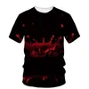 남자 T 셔츠 공포 블러드 블러드 3D 프린트 캐주얼 티셔츠 여성/남성 짧은 슬리브 O- 넥 힙합 티하라 주쿠 탑 패션 Tshirt