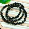 Pulseras de enlace de enlace 6 mm Natural OBSIDIANO GOLEDIS Triple Círculo Moda Energía Stone Reiki Healing Crystal Strand Fengshui 1pcs