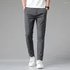Pantalon masculin d'été décontracté business mince extensible slim fit élastique jogger jogger coréen classique bleu noir pantalon de marque gris noir mâle