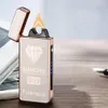 Hot Sale Metal Windproof Pulse Large Flame Plasma Lighter USB Electric Lighter LED Display Power Portable Lighter High-end Gift