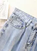 Jeans femininos Circuyy Mulher Alta Coloque Calça de Flusa Denim Blue Azul de Streetwear de Streetwear Y2K 2024 Spring